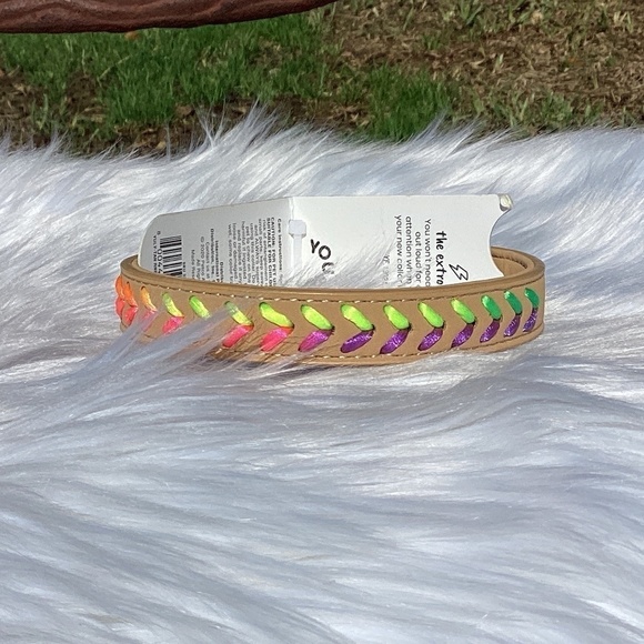 NWT Youly Faux Leather Tan Rainbow Braided Dog Collar Size 12-15” Neck - Picture 1 of 6